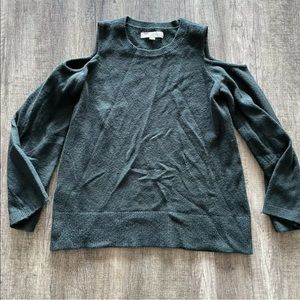 Loft Gray Cold Shoulder Pullover Sweater Wool